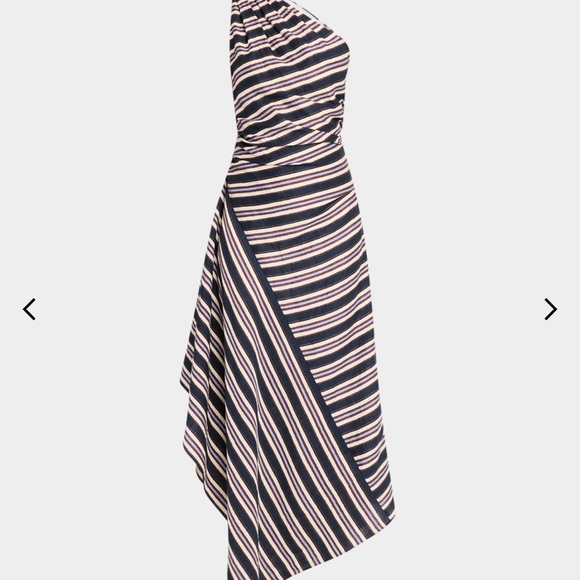 A.L.C. Lyn Stripe One-Shoulder Midi Dress - Picture 1 of 3